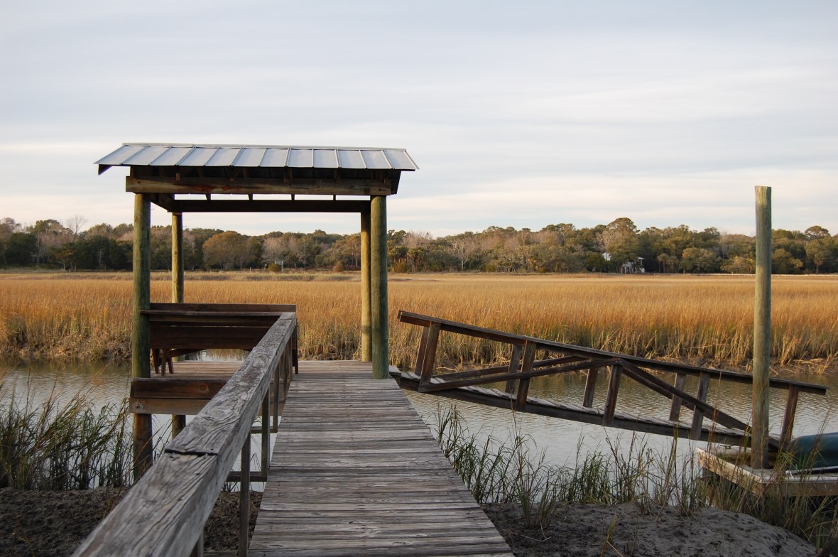 The dock on the tidal creek behind the house.