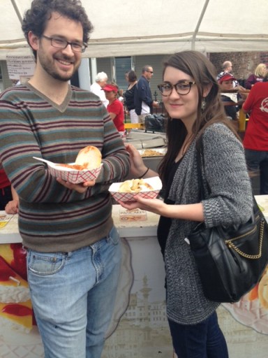 Daniel and Kaitlin enjoying Pierogi Fest's offerings.