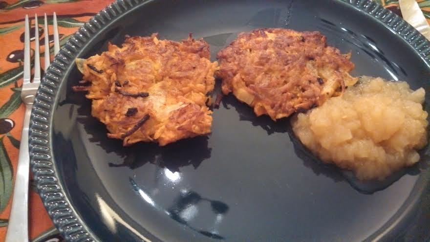 Sweet potato pancakes with home made applesauce.