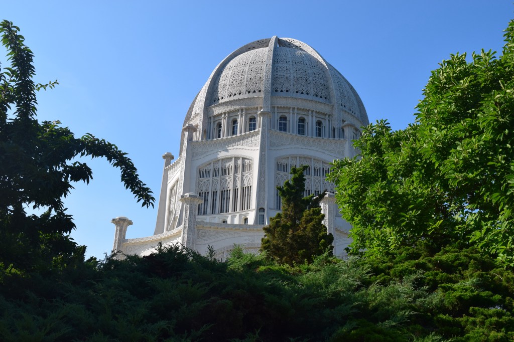 View of the Baha'i Temple from Linden Avenue in Wilmette.