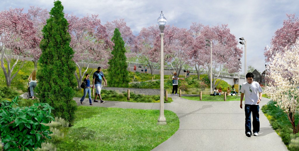 Artist's rendering of view at Burgos Park. Source: The Trust for Public Land.