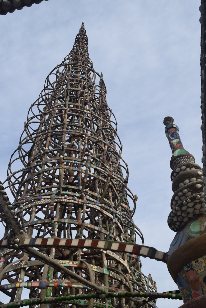 From Watts Towers. The tallest tower is over 90'.