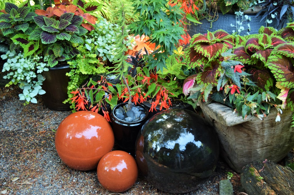 This tableau makes me consider the possibilities of bowling balls as garden art.