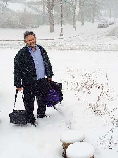 Some of you have already seen this picture on Facebook. This is me on Monday morning, getting ready to drive out of town.